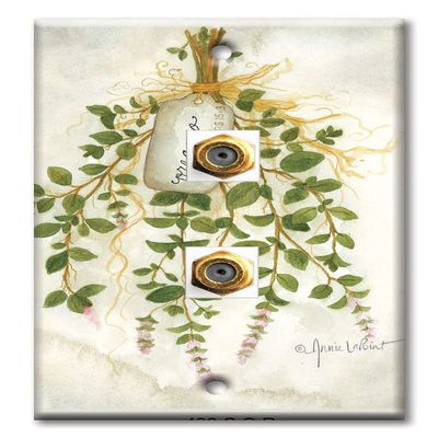 Art Plates - Decorative Printed 2 Port Coax Cable Wall Plate, 3GHz Coaxial Cable Connector, F-Type RG6 - RG59 Cable Extender Male to Male, Gold-Plated - Oregano
