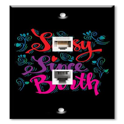 Art Plates - Decorative Printed 2 Port Data Wall Plate - RJ11 Telephone Jack Connector and RJ45 (Cat5, Cat6, Cat7) Ethernet Connector - Gold-Plated Contacts - Sassy Since Birth