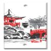 Art Plates - One Port RJ11 - Telephone decorative printed keystone style wall plate. CAT3 - RJ12 Female to Female phone jack. Works for phones, fax, ect. - House by a Bridge view 1