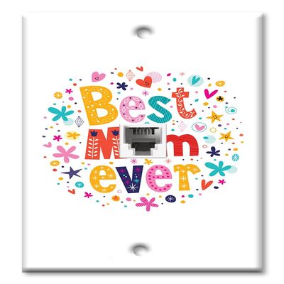 Art Plates - One Port RJ11 - Telephone decorative printed keystone style wall plate. CAT3 - RJ12 Female to Female phone jack. Works for phones, fax, ect. - Best Mom Ever