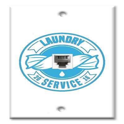 Art Plates - One Port RJ11 - Telephone decorative printed keystone style wall plate. CAT3 - RJ12 Female to Female phone jack. Works for phones, fax, ect. - Laundry Sign
