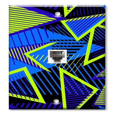 Art Plates - One Port RJ11 - Telephone decorative printed keystone style wall plate. CAT3 - RJ12 Female to Female phone jack. Works for phones, fax, ect. - Symmetrical Retro