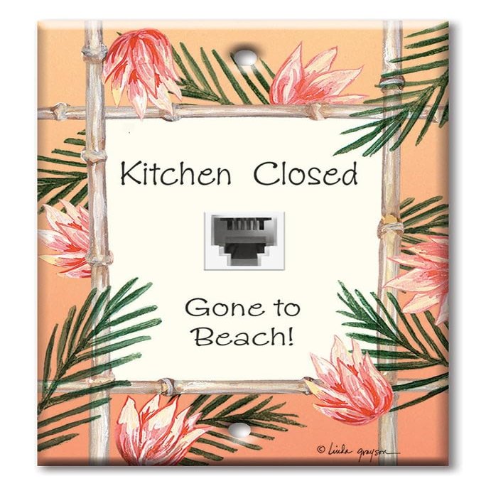 Art Plates - One Port RJ11 - Telephone decorative printed keystone style wall plate. CAT3 - RJ12 Female to Female phone jack. Works for phones, fax, ect. - Kitchen Closed