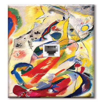 Art Plates - One Port RJ11 - Telephone decorative printed keystone style wall plate. CAT3 - RJ12 Female to Female phone jack. Works for phones, fax, ect. - Kandinsky