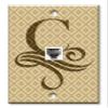 Art Plates - One Port RJ11 - Telephone decorative printed keystone style wall plate. CAT3 - RJ12 Female to Female phone jack. Works for phones, fax, ect. - Letter "C" Monogram view 1