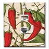 Art Plates - Decorative Printed 2 Port Data Wall Plate - RJ11 Telephone Jack Connector and RJ45 (Cat5, Cat6, Cat7) Ethernet Connector - Gold-Plated Contacts - Red Peppers