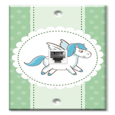 Art Plates - One Port RJ11 - Telephone decorative printed keystone style wall plate. CAT3 - RJ12 Female to Female phone jack. Works for phones, fax, ect. - Flying Horse