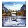 Art Plates - One Port RJ45 Ethernet decorative printed keystone style wall plate. Works with Cat5 through Cat8 cables. Female to Female Connection. - River Between Mountains view 1