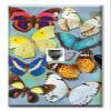 Art Plates - One Port RJ11 - Telephone decorative printed keystone style wall plate. CAT3 - RJ12 Female to Female phone jack. Works for phones, fax, ect. - Butterflies on Blue view 1