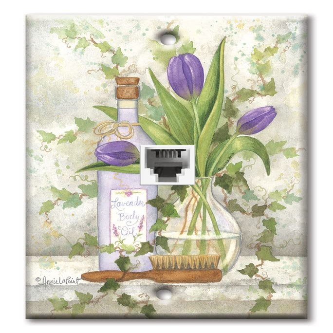 Art Plates - One Port RJ11 - Telephone decorative printed keystone style wall plate. CAT3 - RJ12 Female to Female phone jack. Works for phones, fax, ect. - Lavender