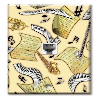 Art Plates - One Port RJ11 - Telephone decorative printed keystone style wall plate. CAT3 - RJ12 Female to Female phone jack. Works for phones, fax, ect. - Music in the Air