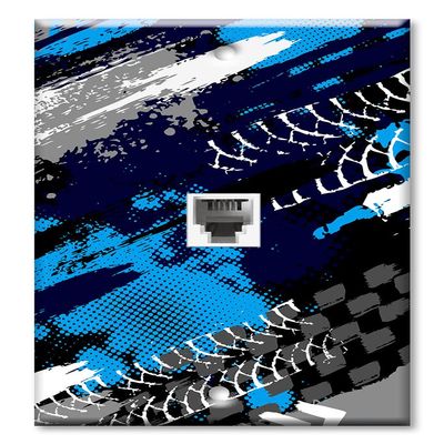 Art Plates - One Port RJ11 - Telephone decorative printed keystone style wall plate. CAT3 - RJ12 Female to Female phone jack. Works for phones, fax, ect. - Tire Tracks