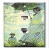 Art Plates - Decorative Printed 2 Port Data Wall Plate - RJ11 Telephone Jack Connector and RJ45 (Cat5, Cat6, Cat7) Ethernet Connector - Gold-Plated Contacts - Monet: Woman with Parasol view 1