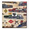 Art Plates - One Port RJ11 - Telephone decorative printed keystone style wall plate. CAT3 - RJ12 Female to Female phone jack. Works for phones, fax, ect. - Steam Locomotives (tan) view 1
