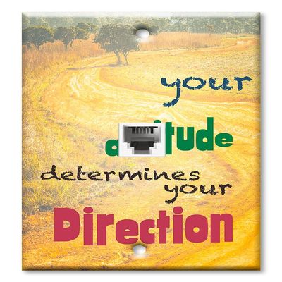 Art Plates - One Port RJ11 - Telephone decorative printed keystone style wall plate. CAT3 - RJ12 Female to Female phone jack. Works for phones, fax, ect. - Attitude Determines Direction