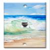 Art Plates - One Port RJ11 - Telephone decorative printed keystone style wall plate. CAT3 - RJ12 Female to Female phone jack. Works for phones, fax, ect. - Beach Painting view 1