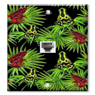 Art Plates - One Port RJ11 - Telephone decorative printed keystone style wall plate. CAT3 - RJ12 Female to Female phone jack. Works for phones, fax, ect. - Tropical Frogs