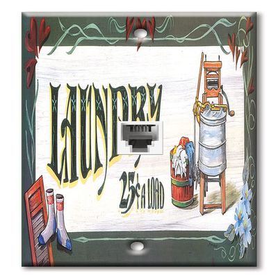 Art Plates - One Port RJ11 - Telephone decorative printed keystone style wall plate. CAT3 - RJ12 Female to Female phone jack. Works for phones, fax, ect. - Laundry