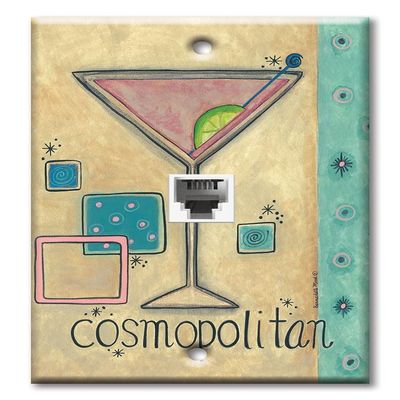 Art Plates - One Port RJ11 - Telephone decorative printed keystone style wall plate. CAT3 - RJ12 Female to Female phone jack. Works for phones, fax, ect. - Cosmopolitan