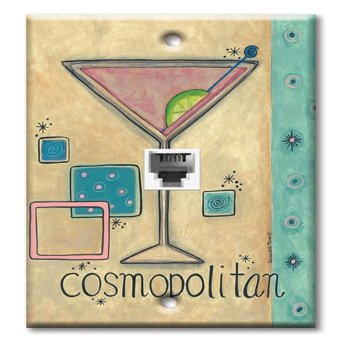 Art Plates - One Port RJ11 - Telephone decorative printed keystone style wall plate. CAT3 - RJ12 Female to Female phone jack. Works for phones, fax, ect. - Cosmopolitan