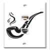 Art Plates - Decorative Printed 2 Port Data Wall Plate - RJ11 Telephone Jack Connector and RJ45 (Cat5, Cat6, Cat7) Ethernet Connector - Gold-Plated Contacts - Gentleman's Pipe view 1