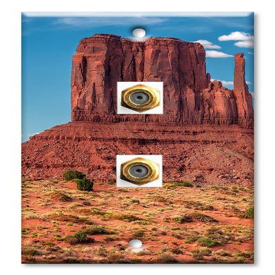 Art Plates - Decorative Printed 2 Port Coax Cable Wall Plate, 3GHz Coaxial Cable Connector, F-Type RG6 - RG59 Cable Extender Male to Male, Gold-Plated - Close up of Desert Tower
