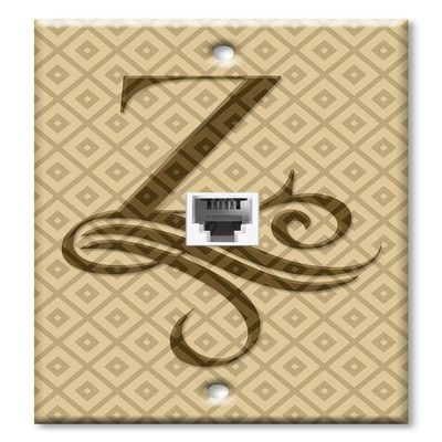 Art Plates - Decorative Printed 1 Port Coax Cable Wall Plate, 3GHz Coaxial Cable Connector, F-Type RG6 - RG59 Cable Extender Male to Male, Gold-Plated - Letter "Z" Monogram