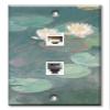 Art Plates - Decorative Printed 2 Port Data Wall Plate - RJ11 Telephone Jack Connector and RJ45 (Cat5, Cat6, Cat7) Ethernet Connector - Gold-Plated Contacts - Monet: Water Lilies (close up) view 1