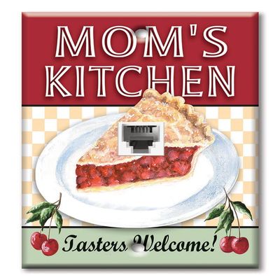 Art Plates - One Port RJ11 - Telephone decorative printed keystone style wall plate. CAT3 - RJ12 Female to Female phone jack. Works for phones, fax, ect. - Mom's Kitchen