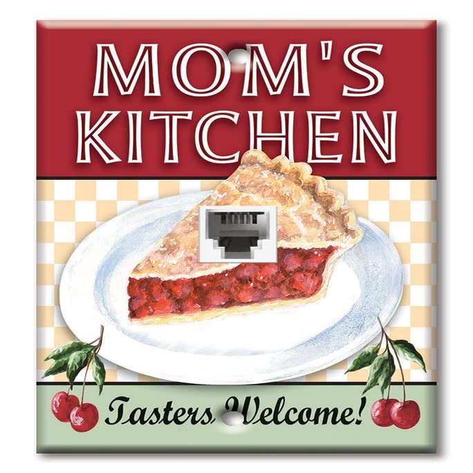 Art Plates - One Port RJ11 - Telephone decorative printed keystone style wall plate. CAT3 - RJ12 Female to Female phone jack. Works for phones, fax, ect. - Mom's Kitchen