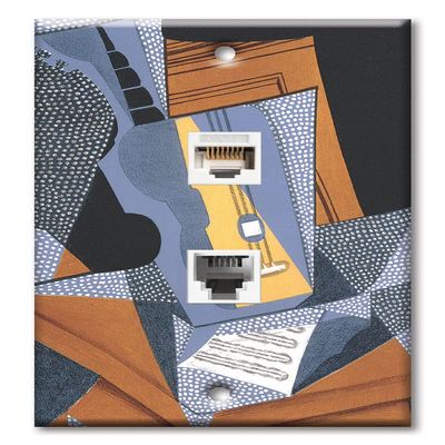 Art Plates - Decorative Printed 2 Port Data Wall Plate - RJ11 Telephone Jack Connector and RJ45 (Cat5, Cat6, Cat7) Ethernet Connector - Gold-Plated Contacts - Gris: Guitar