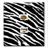 Art Plates - Decorative Printed 2 Port Data Wall Plate, RJ11 Telephone Jack Connector with RJ45 (Cat5, Cat6, Cat7) Ethernet Connector, Gold-Plated - Black and white Zebra view 1