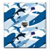 Art Plates - One Port RJ11 - Telephone decorative printed keystone style wall plate. CAT3 - RJ12 Female to Female phone jack. Works for phones, fax, ect. - Seamless Sharks view 1