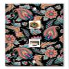 Art Plates - Decorative Printed 2 Port Data Wall Plate, RJ11 Telephone Jack Connector with RJ45 (Cat5, Cat6, Cat7) Ethernet Connector, Gold-Plated - Paisley Flowers view 1