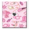 Art Plates - One Port RJ11 - Telephone decorative printed keystone style wall plate. CAT3 - RJ12 Female to Female phone jack. Works for phones, fax, ect. - Cow Girl (Pink) view 1