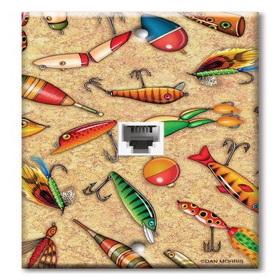 Art Plates - One Port RJ11 - Telephone decorative printed keystone style wall plate. CAT3 - RJ12 Female to Female phone jack. Works for phones, fax, ect. - Lures