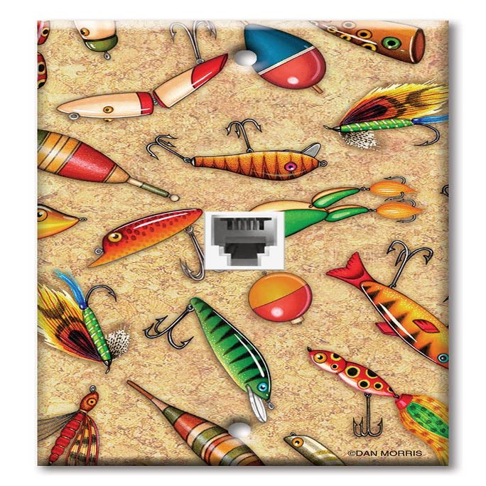 Art Plates - One Port RJ11 - Telephone decorative printed keystone style wall plate. CAT3 - RJ12 Female to Female phone jack. Works for phones, fax, ect. - Lures