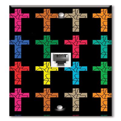 Art Plates - One Port RJ11 - Telephone decorative printed keystone style wall plate. CAT3 - RJ12 Female to Female phone jack. Works for phones, fax, ect. - Color Crosses