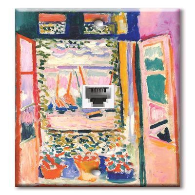 Art Plates - One Port RJ11 - Telephone decorative printed keystone style wall plate. CAT3 - RJ12 Female to Female phone jack. Works for phones, fax, ect. - Matisse: Open Window