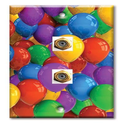 Art Plates - Decorative Printed 2 Port Coax Cable Wall Plate, 3GHz Coaxial Cable Connector, F-Type RG6 - RG59 Cable Extender Male to Male, Gold-Plated - Party Balloons