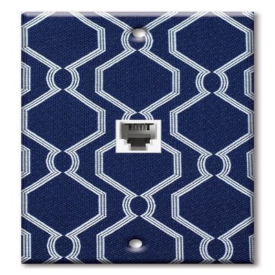 Art Plates - One Port RJ11 - Telephone decorative printed keystone style wall plate. CAT3 - RJ12 Female to Female phone jack. Works for phones, fax, ect. - Geometric