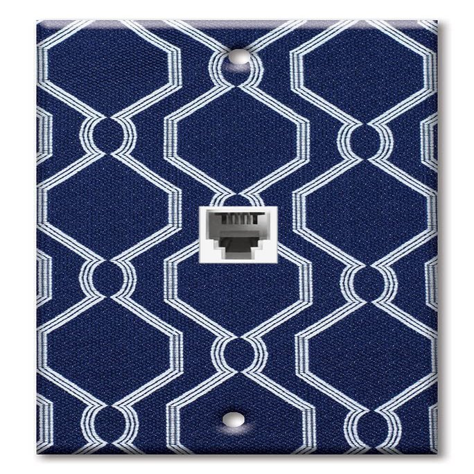 Art Plates - One Port RJ11 - Telephone decorative printed keystone style wall plate. CAT3 - RJ12 Female to Female phone jack. Works for phones, fax, ect. - Geometric