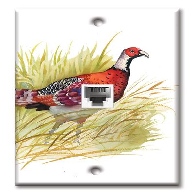 Art Plates - One Port RJ11 - Telephone decorative printed keystone style wall plate. CAT3 - RJ12 Female to Female phone jack. Works for phones, fax, ect. - Pheasant