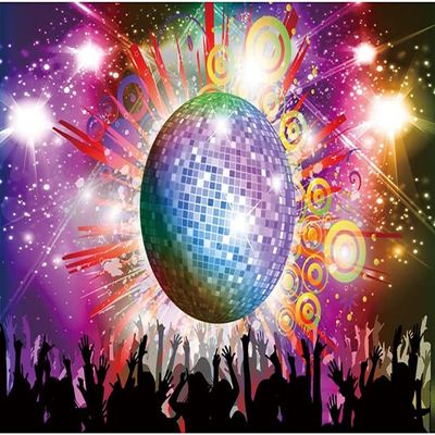 AOFOTO 20x10ft Discos Ball Backdrops for Photography Shiny Neon Lights Music Ball Club Bar Dancing DJ Theme Photoshoot Background Birthday Decorations 70s 80s Party Adults Portrait Photo Booth Props