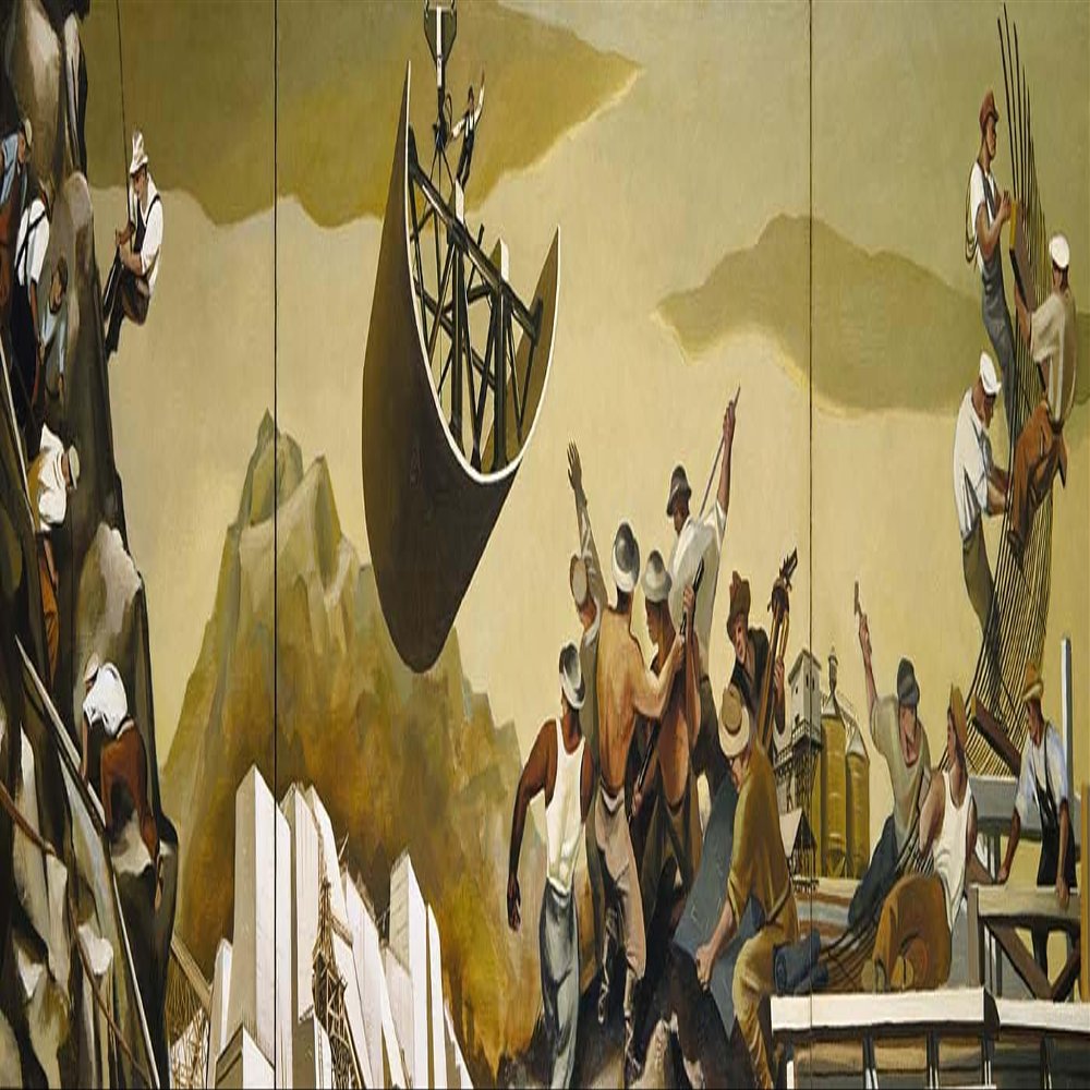 William Gropper : Construction of a Dam : 1939 : Archival Quality Art Print