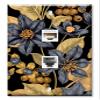Art Plates - Decorative Printed 2 Port Data Wall Plate - RJ11 Telephone Jack Connector and RJ45 (Cat5, Cat6, Cat7) Ethernet Connector - Gold-Plated Contacts - Black and Gold Flowers view 1