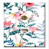 Art Plates - Decorative Printed 2 Port Data Wall Plate, RJ11 Telephone Jack Connector with RJ45 (Cat5, Cat6, Cat7) Ethernet Connector, Gold-Plated - Pink Hibiscus view 1