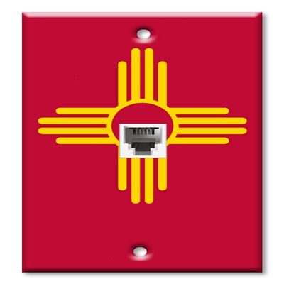 Art Plates - One Port RJ11 - Telephone decorative printed keystone style wall plate. CAT3 - RJ12 Female to Female phone jack. Works for phones, fax, ect. - New Mexico Flag Zia
