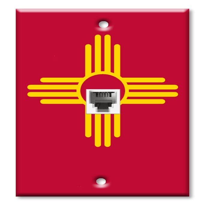 Art Plates - One Port RJ11 - Telephone decorative printed keystone style wall plate. CAT3 - RJ12 Female to Female phone jack. Works for phones, fax, ect. - New Mexico Flag Zia