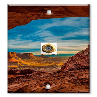 Art Plates - Decorative Printed 1 Port Coax Cable Wall Plate, 3GHz Coaxial Cable Connector, F-Type RG6 - RG59 Cable Extender Male to Male, Gold-Plated - Desert from a Far